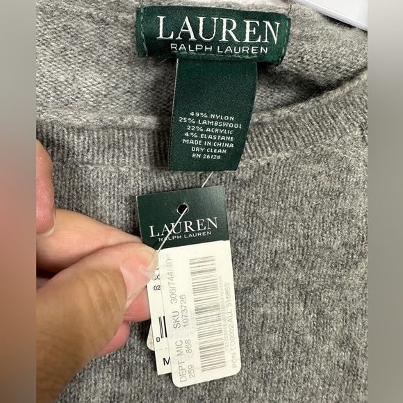 Lauren Ralph Lauren Lambswool blend Poncho Sweater Cape gray Womens One Size - Picture 2 of 5